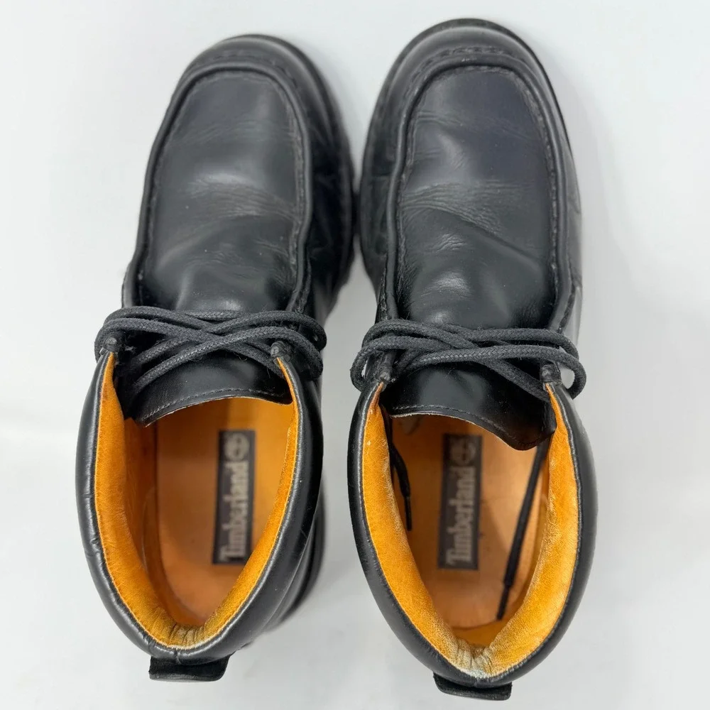Timberland 17004 Mens Black Leather Moc Toe Chukka Lug Sole Boots 11.5 M